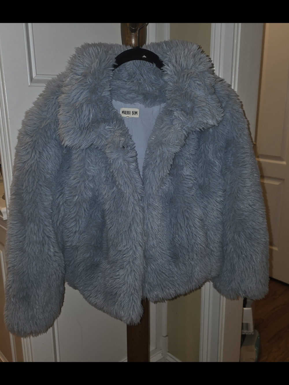 MALIBU Bum Plush Teddy Jacket in Light Blue